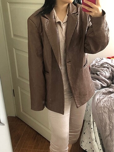 m Beden kahverengi Renk Deri blazer oversize