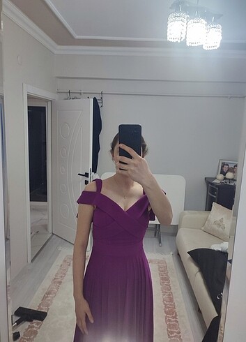 s Beden Fuşya abiye elbise