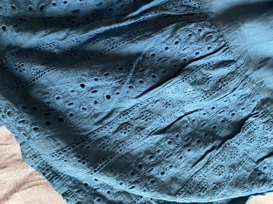 Nakışlı Mavi Midi Hamile Etek - Görsel 3