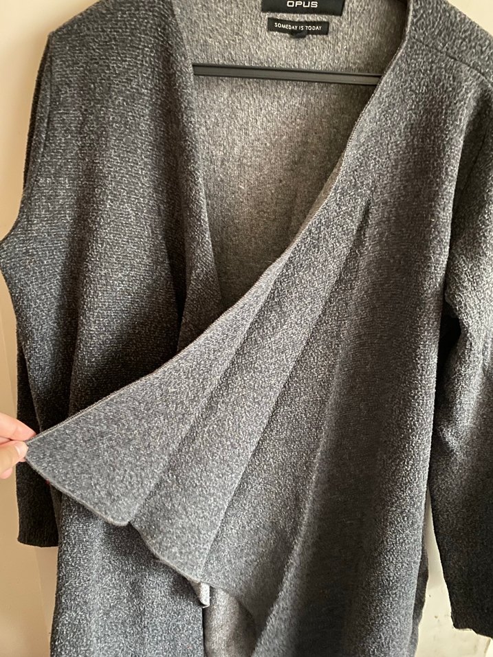 Gri Midi Yün Hamile Kabanı - Görsel 2