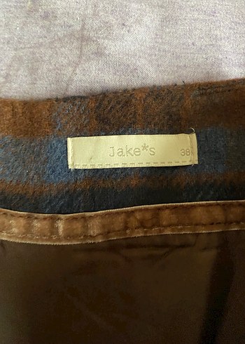 Kahverengi Ekoseli Kaşe Midi Etek - Görsel 2