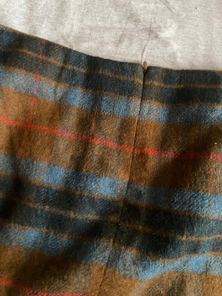 Kahverengi Ekoseli Kaşe Midi Etek - Görsel 3