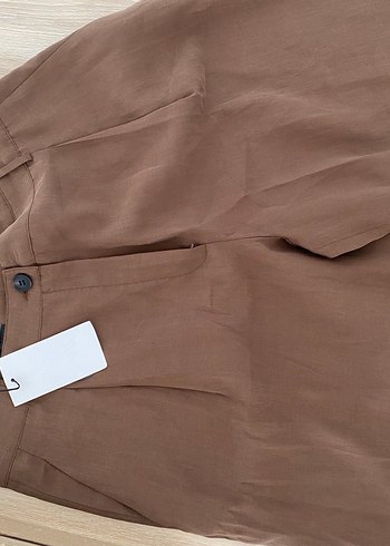 Zara Kahverengi Pensli Kısa Pantolon ZW collection - Görsel 4