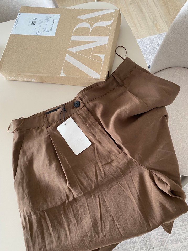 Zara Kahverengi Pensli Kısa Pantolon ZW collection - Görsel 3