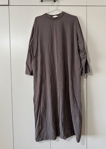Manuka Kahverengi Uzun Keten Elbise, Salaş Kesim, Uzun Kollu