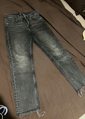 Gri Normal Boy Kadın Denim Pantolon