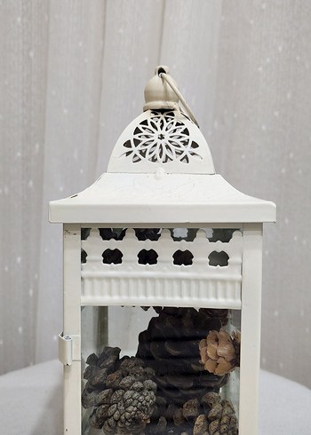 Beyaz Metal Dekoratif Fener - Görsel 4