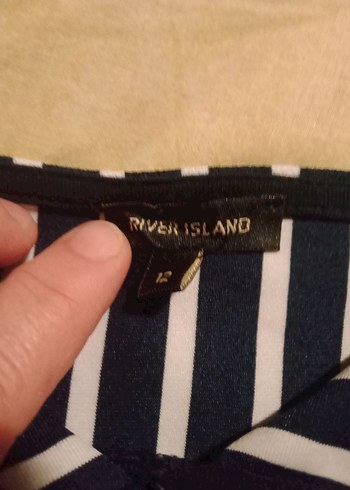 l Beden mavi Renk V Yaka Çizgili Mavi Mini Crop Top