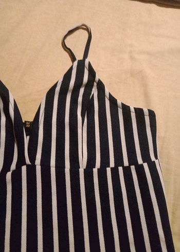 River Island V Yaka Çizgili Mavi Mini Crop Top