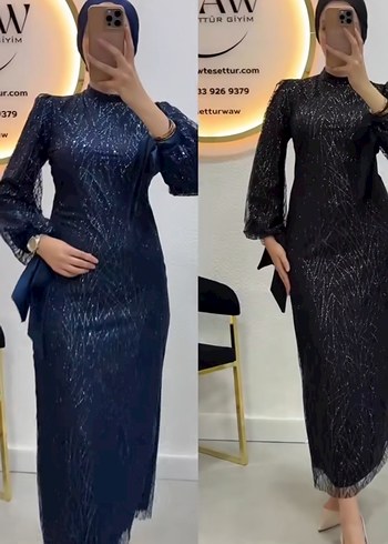 Abiye Lacivert Parlak Uzun Kollu V Yaka Abiye satılık fiyatı