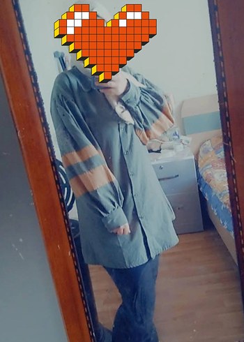 Gri Batik Desenli Kadın Denim Tunik
