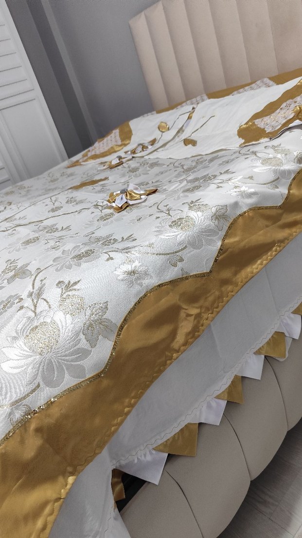 dantelli simli çift kişilik pike takımı - Görsel 2