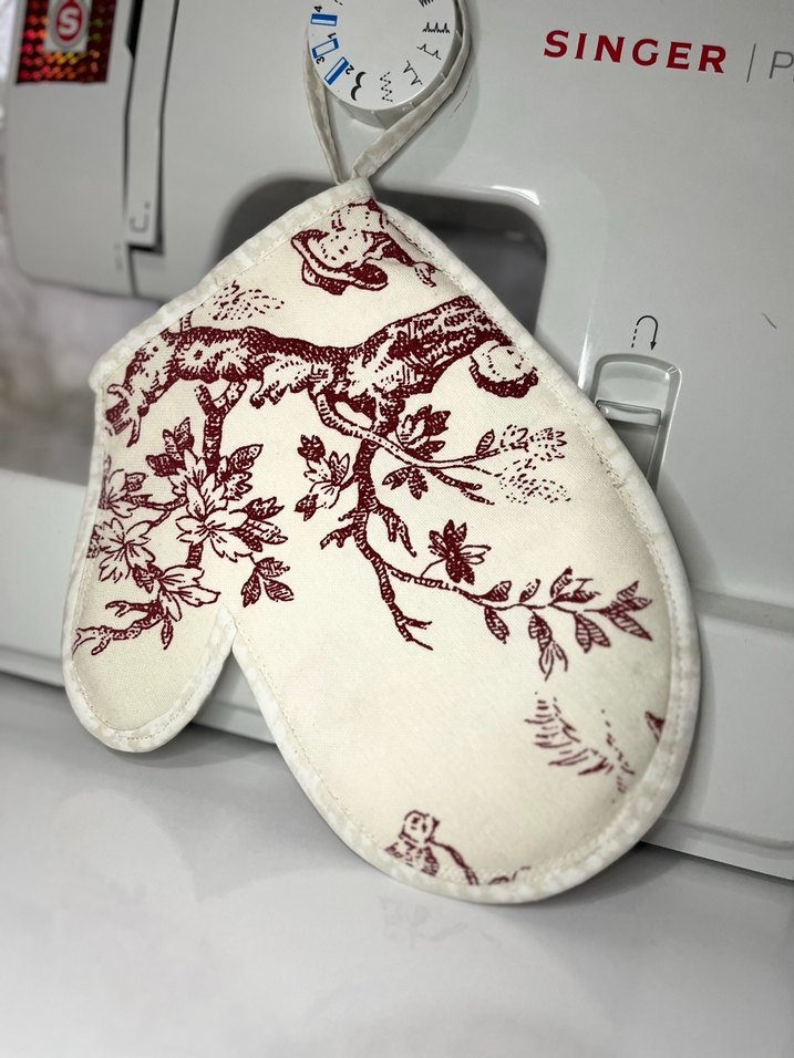 Bordo Desenli Fırın Eldiveni - Görsel 2
