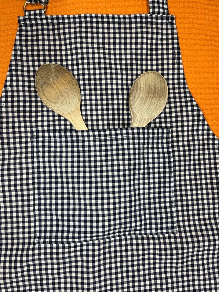 Lacivert Kareli Mutfak Önlüğü - Görsel 4