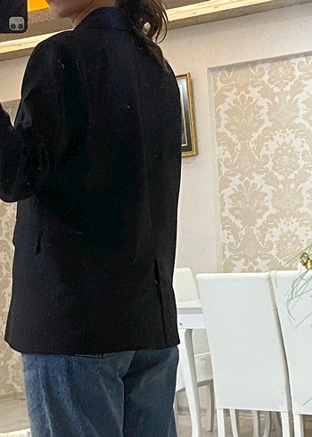 Kadın Siyah Düğmeli Ofis Blazer Ceket oversize - Görsel 6