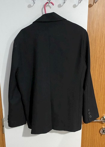 Kadın Siyah Düğmeli Ofis Blazer Ceket oversize - Görsel 3