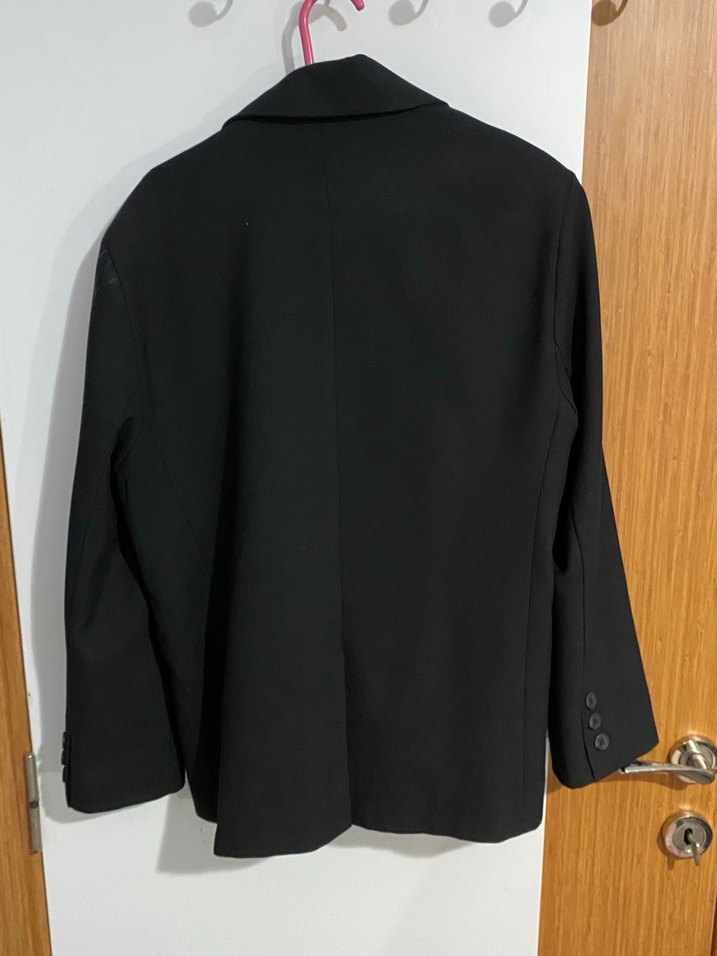 Kadın Siyah Düğmeli Ofis Blazer Ceket oversize - Görsel 2