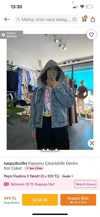 kapsonlu denim kot ceket