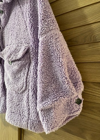Düğmeli Mor Kadın Polar Ceket - Görsel 4