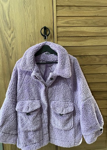 Düğmeli Mor Kadın Polar Ceket - Görsel 3