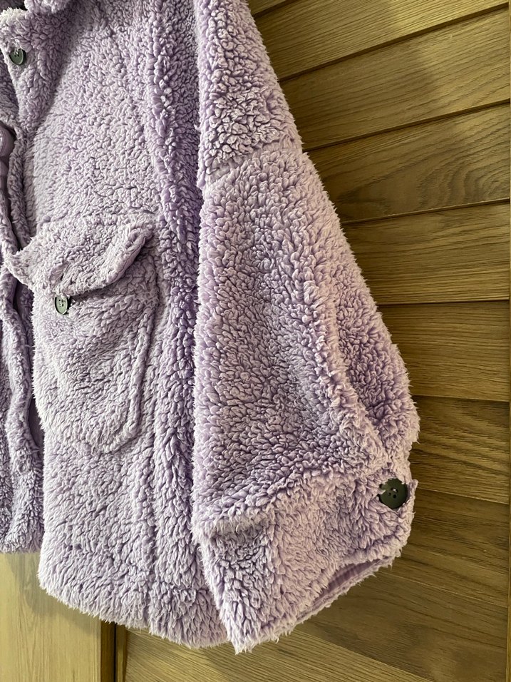 Düğmeli Mor Kadın Polar Ceket - Görsel 4