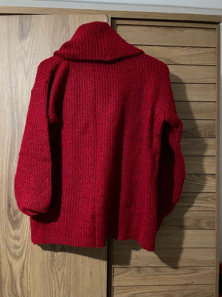 Kırmızı Yün Kadın Kazak Yüksek Yakalı - Görsel 2