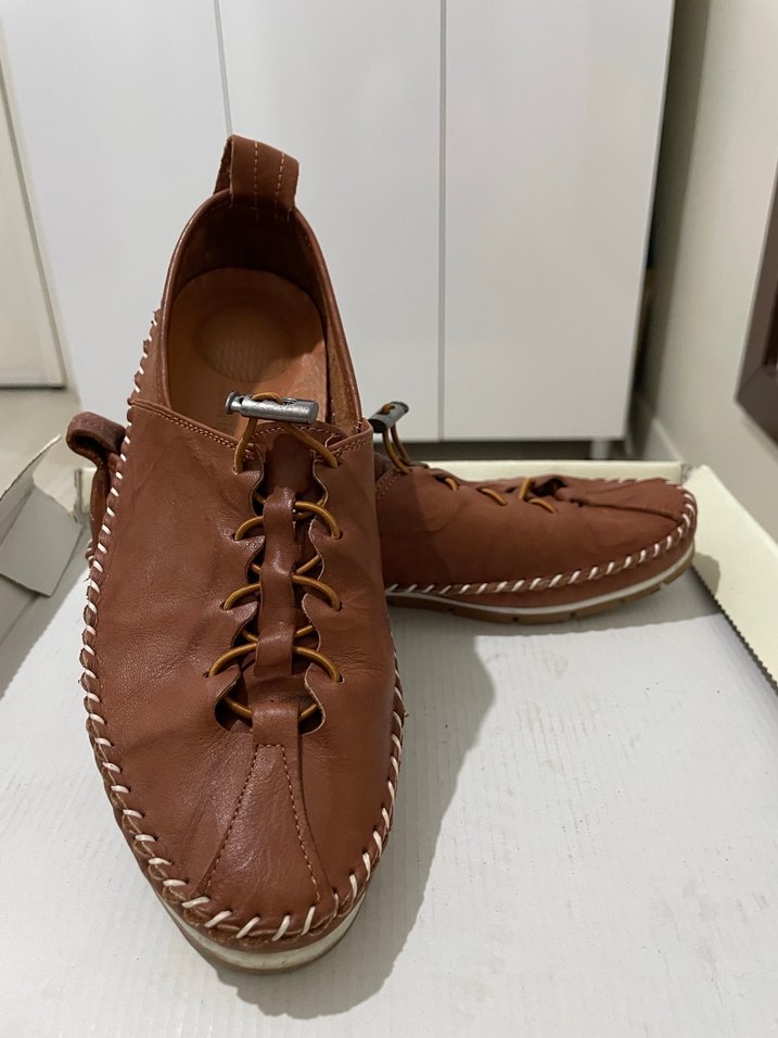 Kahverengi Deri kadın Günlük Ayakkabı - Görsel 3