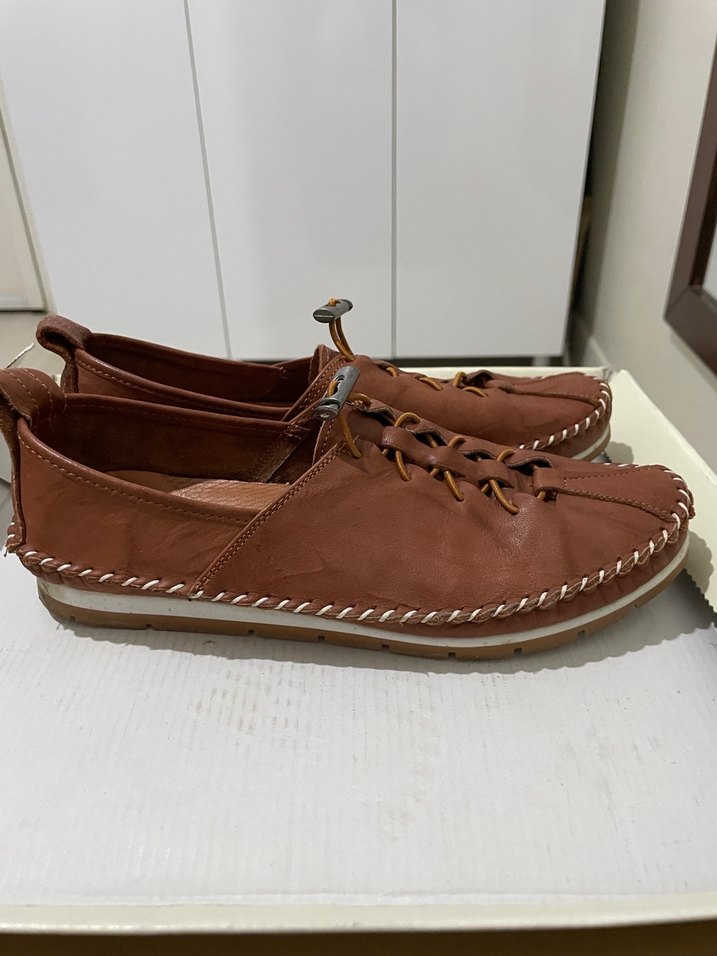 Kahverengi Deri kadın Günlük Ayakkabı - Görsel 2