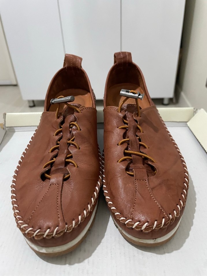 Kahverengi Deri kadın Günlük Ayakkabı - Görsel 4