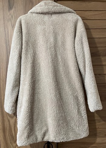 Bej Peluş Midi Kadın Kaban - Görsel 2