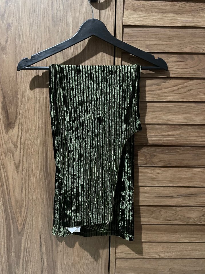 Kadın Yeşil Piliseli Rahat Kumaş Pantolon - Görsel 4