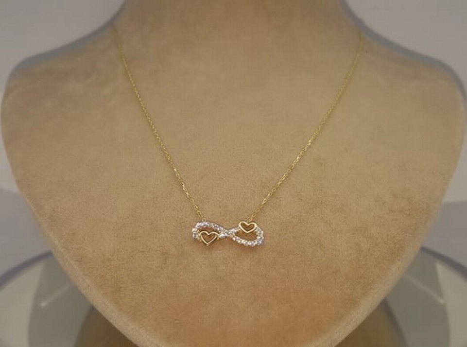Sonsuzluk ve Kalp Kolye 8 ayar Altın - Görsel 2