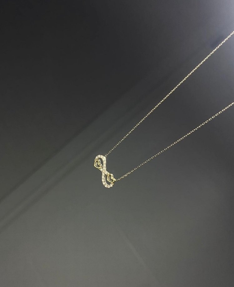 Sonsuzluk ve Kalp Kolye 8 ayar Altın - Görsel 3