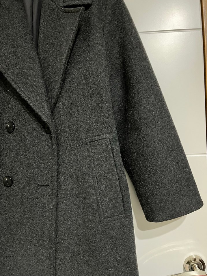 Zara kadın yumuşak dokulu oversize gri kaban - Görsel 3