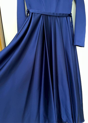 Kadın saks mavisi zaten abiye elbise - Görsel 3