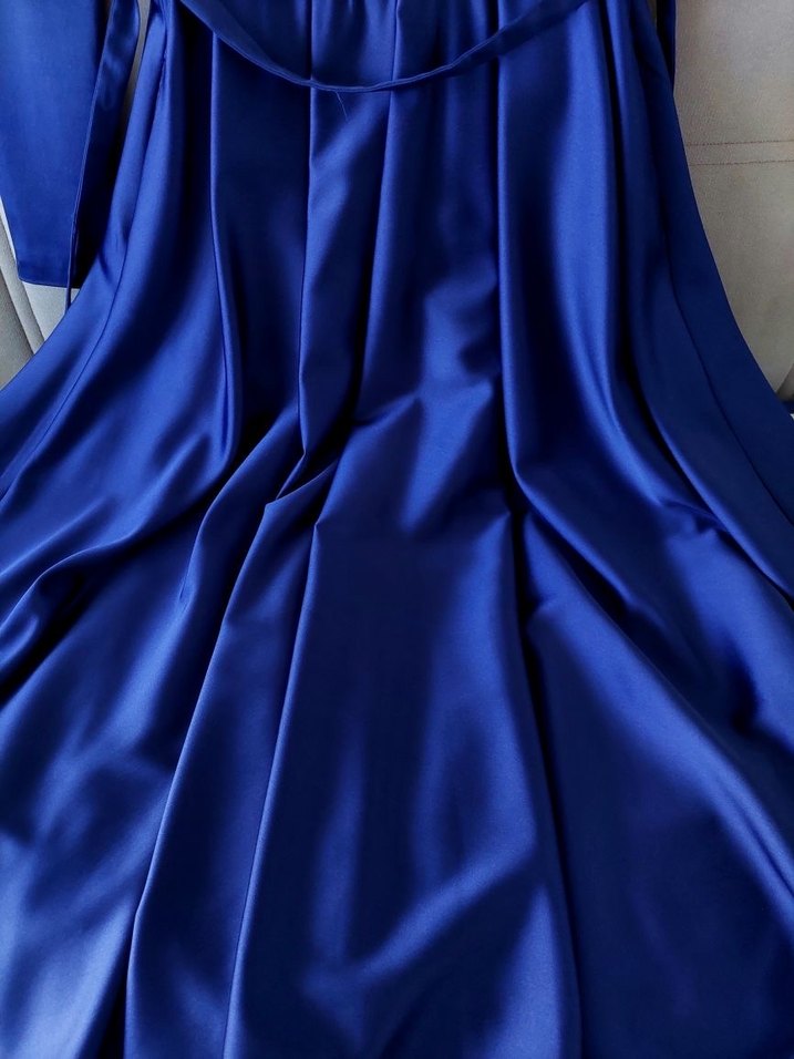 Kadın saks mavisi zaten abiye elbise - Görsel 5