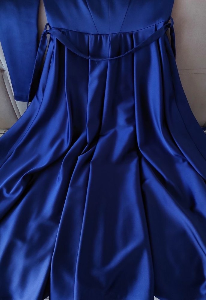Kadın saks mavisi zaten abiye elbise - Görsel 2