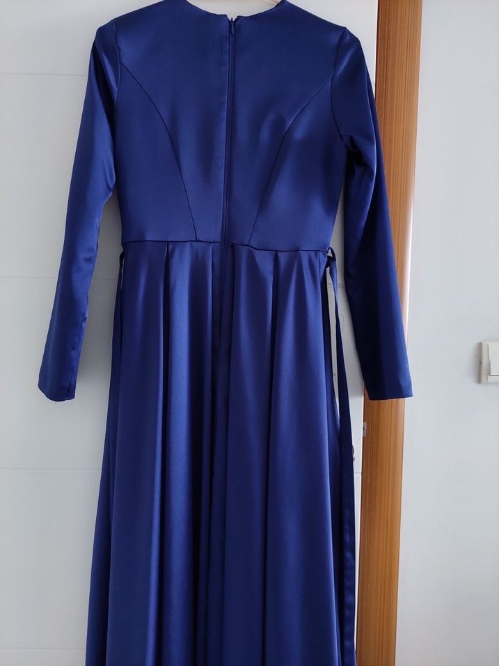 Kadın saks mavisi zaten abiye elbise - Görsel 4