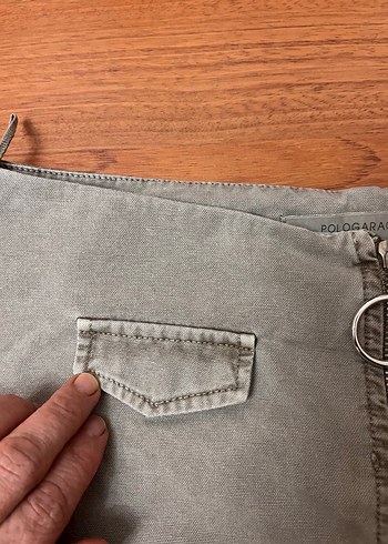 POLOGARAGE Fermuarlı Gri Denim Mini Etek - Görsel 3