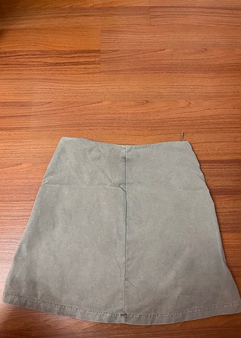 POLOGARAGE Fermuarlı Gri Denim Mini Etek - Görsel 4