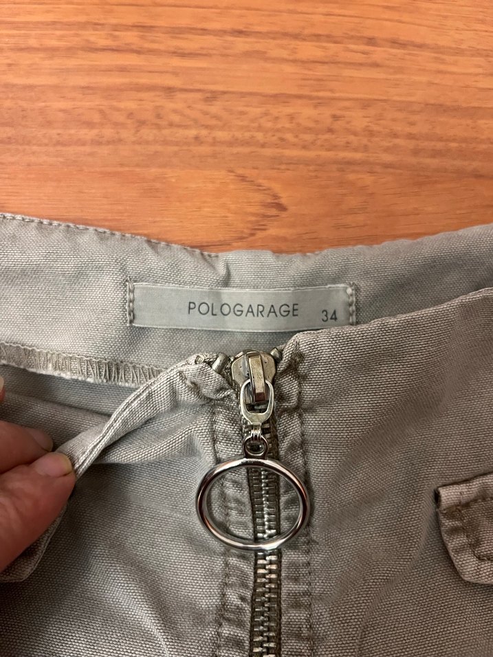 POLOGARAGE Fermuarlı Gri Denim Mini Etek - Görsel 2