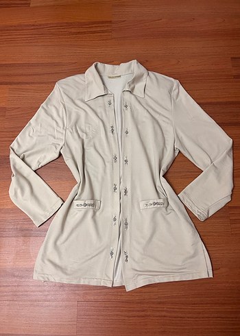 Bej Düğmeli Midi Kadın Ceket - Görsel 2