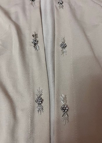 Bej Düğmeli Midi Kadın Ceket - Görsel 3