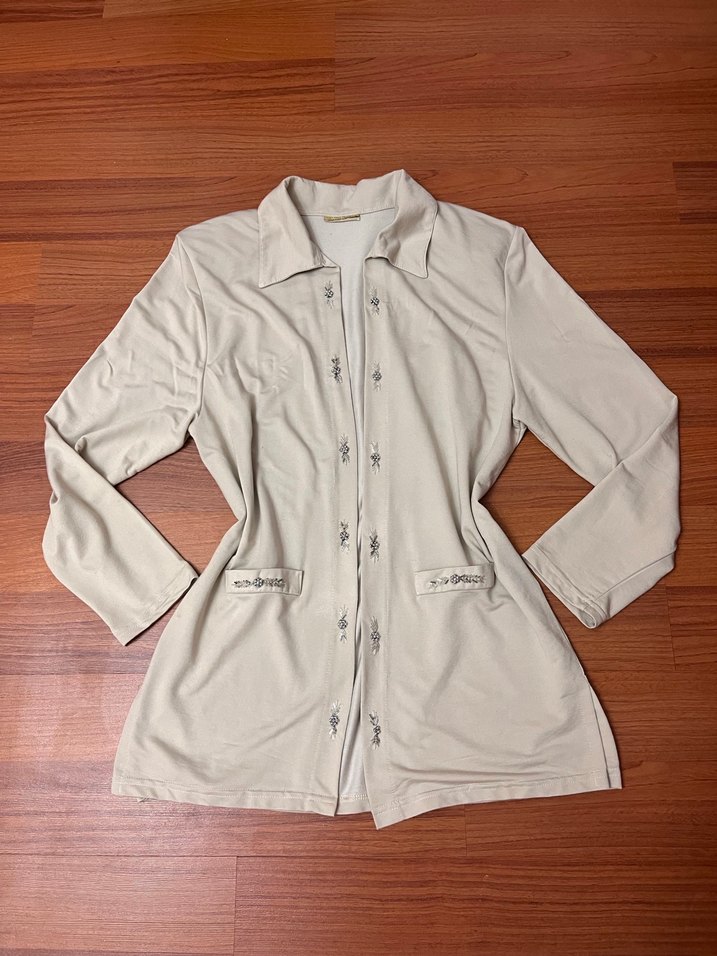 Bej Düğmeli Midi Kadın Ceket - Görsel 2