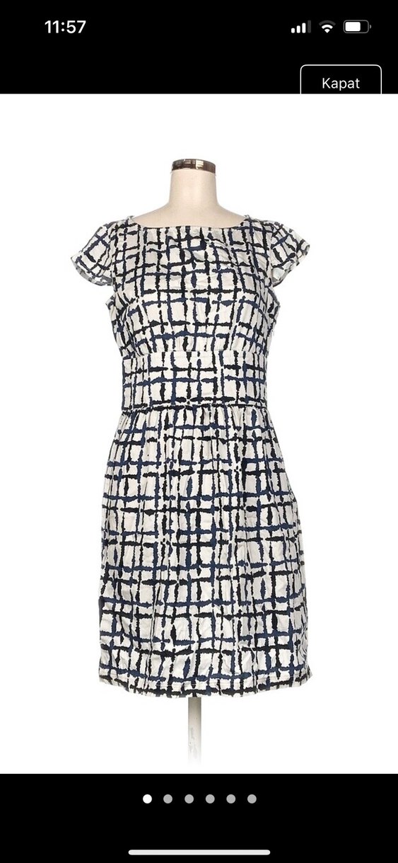 Kareli Kısa Kollu Midi Elbise - Görsel 3