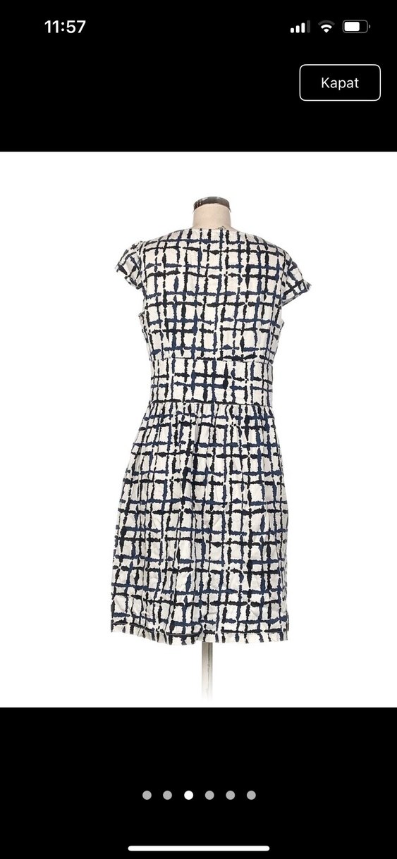 Kareli Kısa Kollu Midi Elbise - Görsel 2