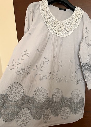 Dantel Detaylı Bohem Keten Bluz - Görsel 5