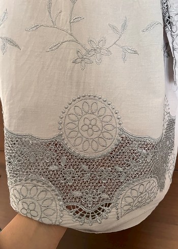 Dantel Detaylı Bohem Keten Bluz - Görsel 3