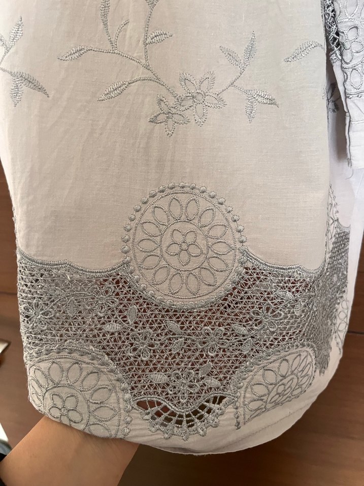 Dantel Detaylı Bohem Keten Bluz - Görsel 3