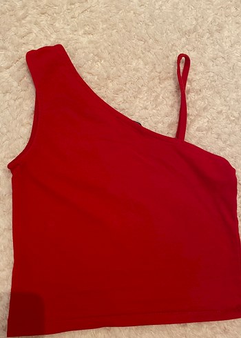 Kırmızı Tek Omuzlu Crop Top